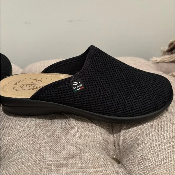 Fly Flot Black Mesh Mules for Women - Picture 2 of 3